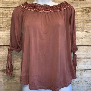 BOHO Pink Over Shoulder Strapless Shirt SM